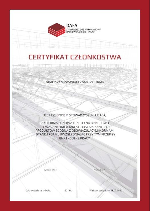 Certyfikat DAFA - 5 edycja